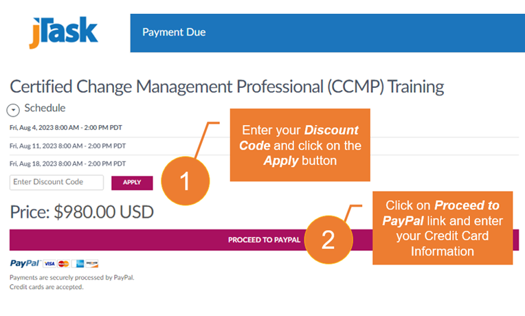 jTask CCMP Training Discount Code Image